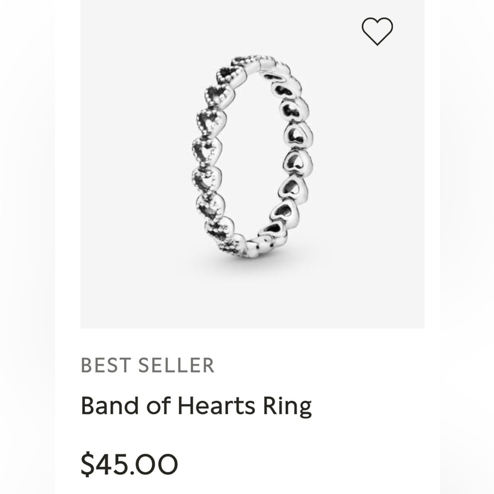 Pandora band of hearts ring